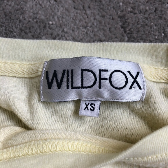 Wildfox HAPPY Graphic Pale Yellow Baggy Beach Jumper Pullover Sweatshirt Size XS - Picture 7 of 8